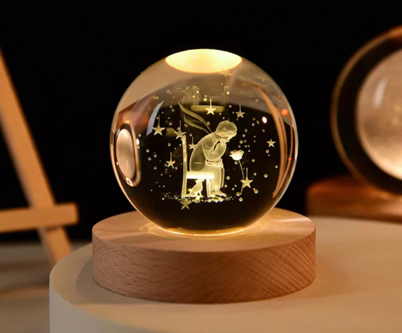 LAMPARA 3D LUCES DE CRISTAL NOCTURNA DE MESA